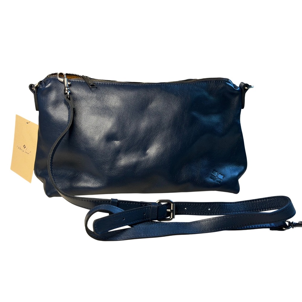 Patricia Nash Maura Crossbody Denim Blue‎ Leather Bag Satchel Purse Handbag NEW